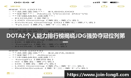 DOTA2个人能力排行榜揭晓JDG强势夺冠位列第一